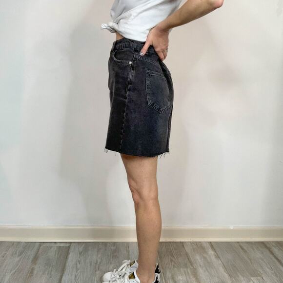 WE THE FREE high waist faded denim mini skirt raw hem 5 pockets size 26 - Picture 3 of 10